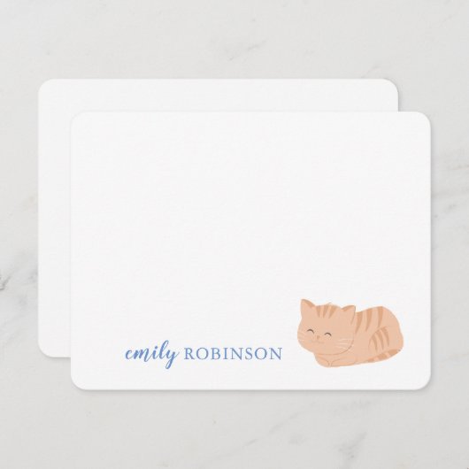 Aangepaste Cute Tabby Cat Note Kaart Notitiekaartje (Voorkant / Achterkant)