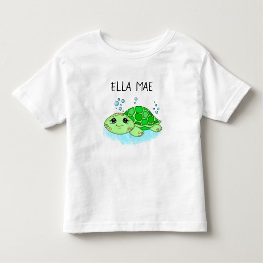 Aangepaste Cute Turtle Cartoon Name Kinder Shirts (Voorkant)