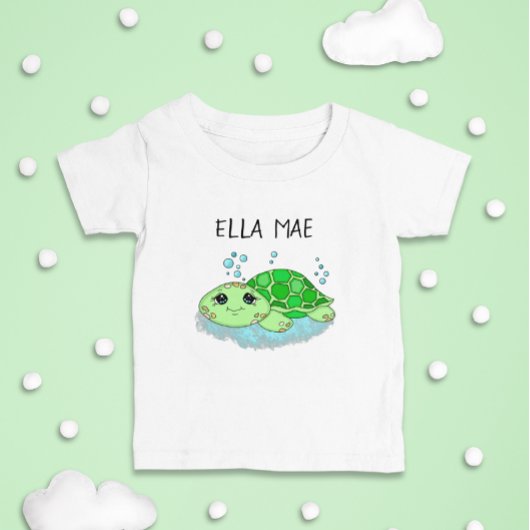 Aangepaste Cute Turtle Cartoon Name Kinder Shirts