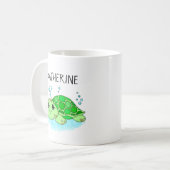 Aangepaste Cute Turtle Cartoon Name Koffiemok (Voorkant links)