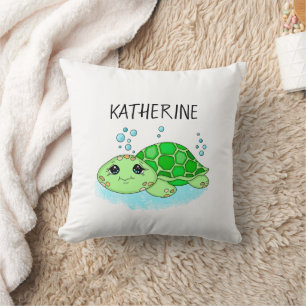 Aangepaste Cute Turtle Cartoon Name Kussen