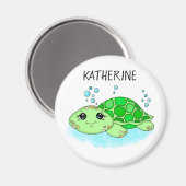 Aangepaste Cute Turtle Cartoon Name Magneet (Voorkant / Achterkant)