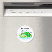 Aangepaste Cute Turtle Cartoon Name Magneet (Insitu (Vaatwasser))
