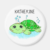 Aangepaste Cute Turtle Cartoon Name Magneet (Voorkant)