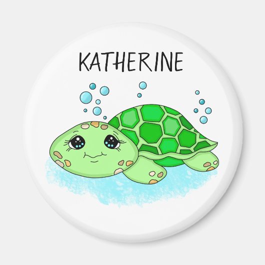 Aangepaste Cute Turtle Cartoon Name Magneet (Voorkant)