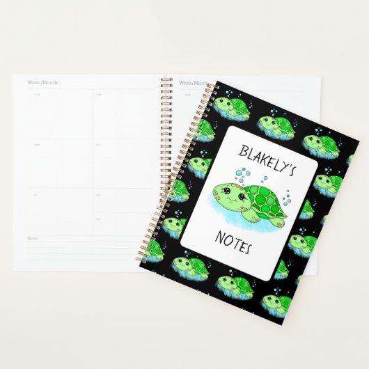 Aangepaste Cute Turtle Cartoon Name Planner (Display)