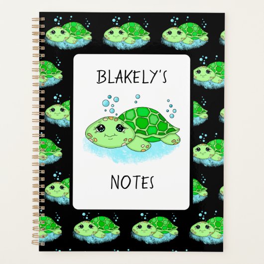 Aangepaste Cute Turtle Cartoon Name Planner (Voorkant)