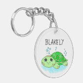 Aangepaste Cute Turtle Cartoon Name Sleutelhanger (Voorkant Links)
