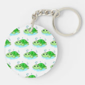 Aangepaste Cute Turtle Cartoon Name Sleutelhanger (Achterkant)