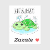 Aangepaste Cute Turtle Cartoon Name Sticker (Vel)