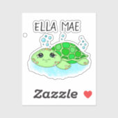 Aangepaste Cute Turtle Cartoon Name Sticker (Vel)