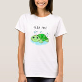 Aangepaste Cute Turtle Cartoon Name T-shirt (Voorkant)