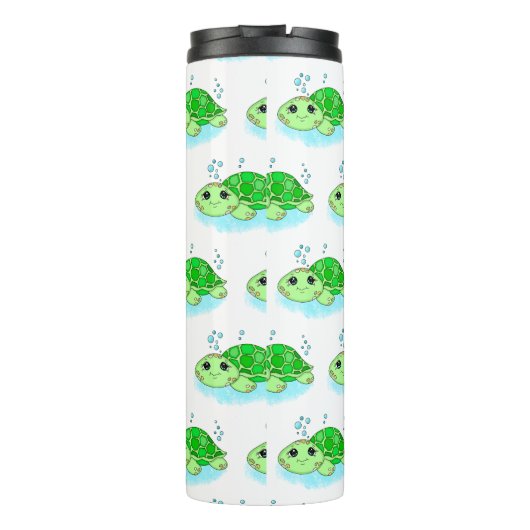 Aangepaste Cute Turtle Cartoon Name Thermosbeker (Achterkant)