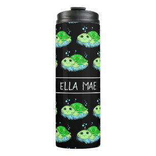 Aangepaste Cute Turtle Cartoon Name Thermosbeker