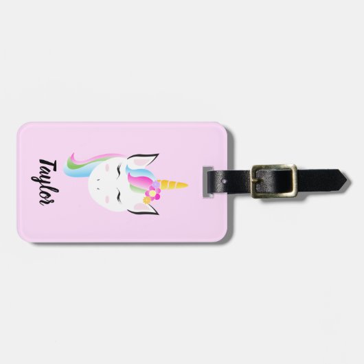 Aangepaste Cute Unicorn Bagagelabel (Voorkant horizontaal)