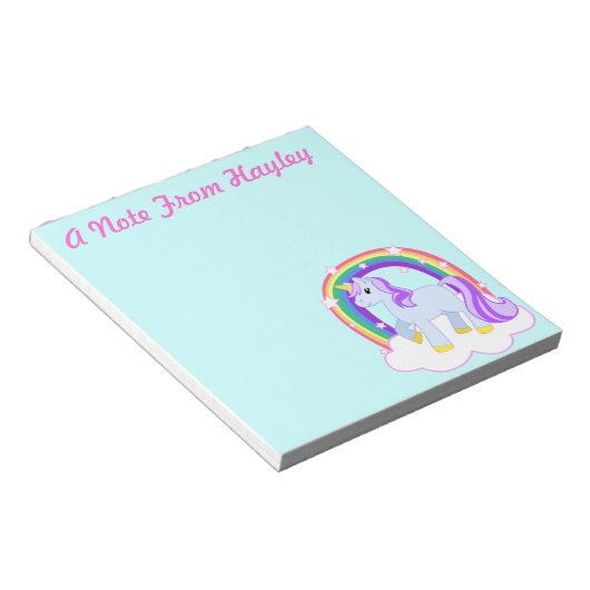 Aangepaste Cute Unicorn Note Pad Notitieblok (Schuin)
