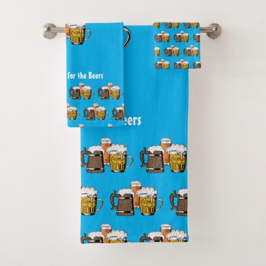 Aangepaste cyaan blauwe bier bad handdoek (Insitu)