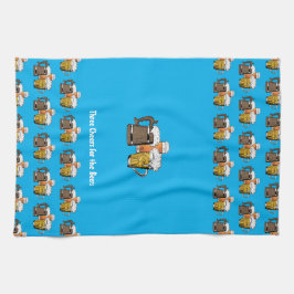 Aangepaste cyaan blauwe bier theedoek