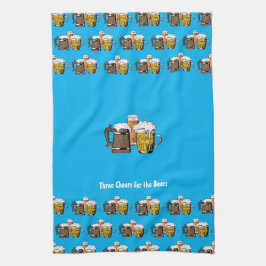 Aangepaste cyaan blauwe bier theedoek