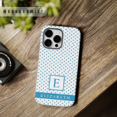 Aangepaste cyaan hemelsblauw wit polka dot ontwerp Case-Mate iPhone case