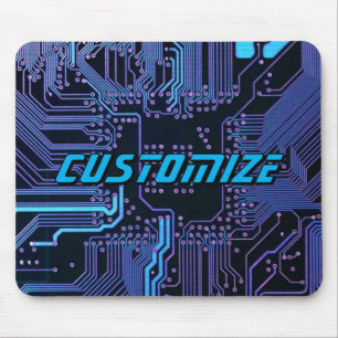 Aangepaste Cyber Blue PCB-printplaat Tech Art Muismat