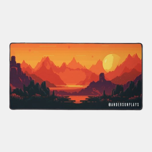 Aangepaste cyber zonsondergang retro gaming bureaumat (Voorkant)