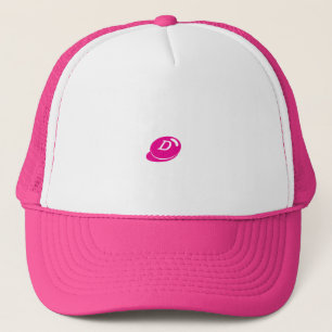 Aangepaste "D"-tekst Truckerhoed - Hot Pink & Witt Trucker Pet