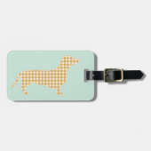 Aangepaste Dachshund Bagagelabel - Crème Gingham (Voorkant horizontaal)