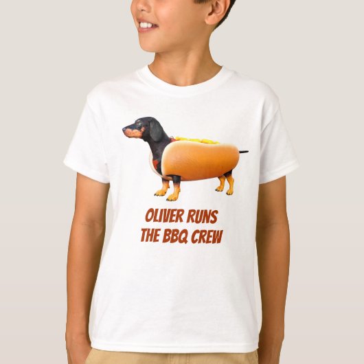 Aangepaste Dachshund BBQ Crew Grappige Wiener Dog T-shirt (Voorkant)