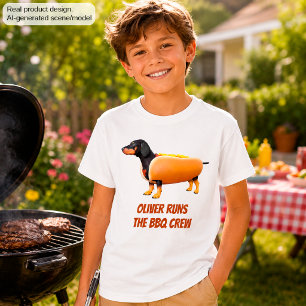 Aangepaste Dachshund BBQ Crew Grappige Wiener Dog T-shirt