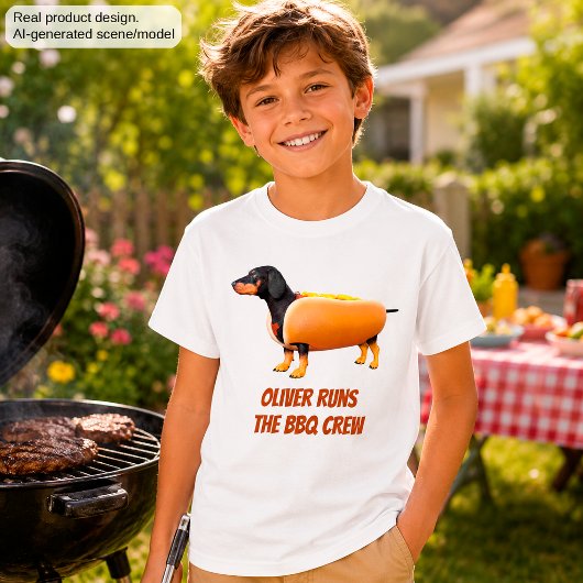 Aangepaste Dachshund BBQ Crew Grappige Wiener Dog T-shirt