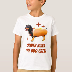 Aangepaste Dachshund BBQ Crew Grappige Wiener Dog T-shirt