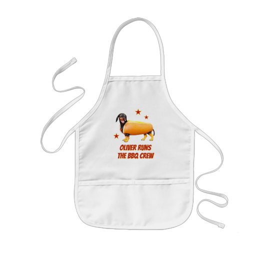 Aangepaste Dachshund BBQ Crew Grappige Wiener Hond Kinder Schort (Voorkant)