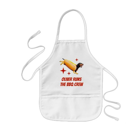 Aangepaste Dachshund BBQ Crew Grappige Wiener Hond Kinder Schort (Voorkant)