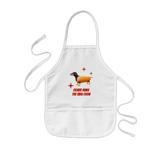 Aangepaste Dachshund BBQ Crew Grappige Wiener Hond Kinder Schort (Voorkant)