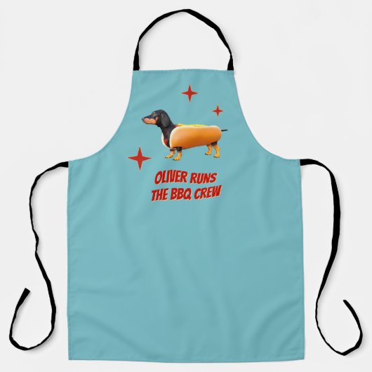 Aangepaste Dachshund BBQ Crew Grappige Wiener Hond Schort (Voorkant)
