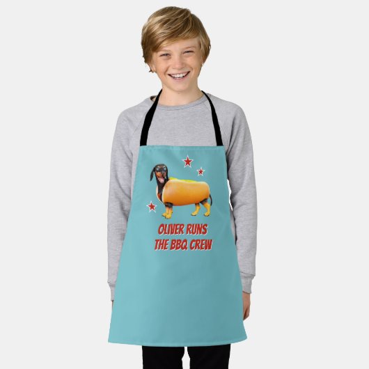 Aangepaste Dachshund BBQ Crew Grappige Wiener Hond Schort (Gedragen)
