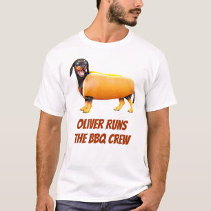 Aangepaste Dachshund BBQ Crew Grappige Wiener Hond T-shirt