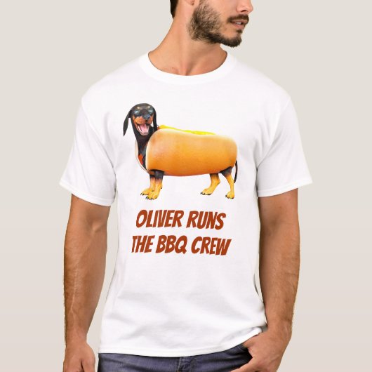 Aangepaste Dachshund BBQ Crew Grappige Wiener Hond T-shirt (Voorkant)