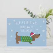 Aangepaste Dachshund Dog Merry Kerstmis Feestdagenkaart (Staand voorkant)