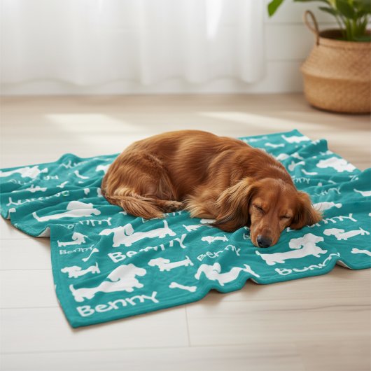 Aangepaste Dachshund Fleece Blanket voor Doxies