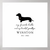 Aangepaste Dachshund-herdenking | Minimalistische  Poster (Voorkant)