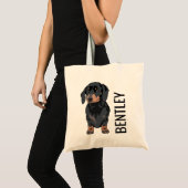 Aangepaste Dachshund Pet-naam | Cute Doggy Goody Tote Bag (Voorkant (product))
