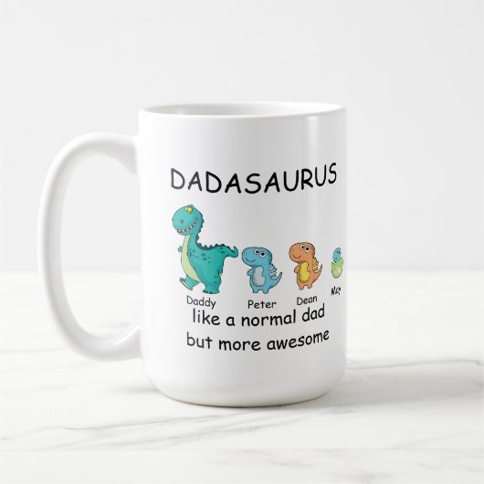 Aangepaste Dadasaurus tot 3 kinder koffie-Mok Koffiemok (Links)