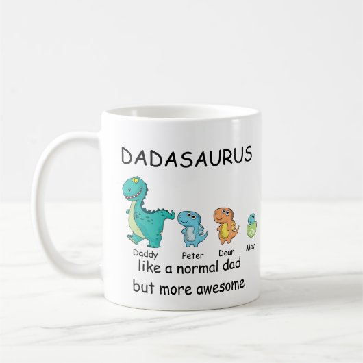 Aangepaste Dadasaurus tot 3 kinderen Koffiemok (Links)