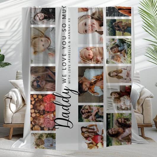 Aangepaste Daddy 18 Fotocollage Fleece Deken