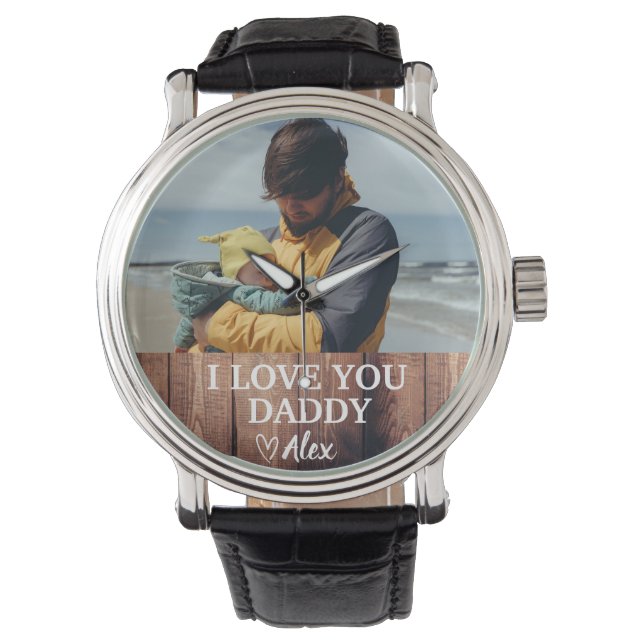 Aangepaste Daddy-horloge  Ik hou van jou Daddy-fot Horloge (Voorkant)