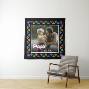 Aangepaste Daddy & Kind Fotoherinnering – geperson Wandkleed