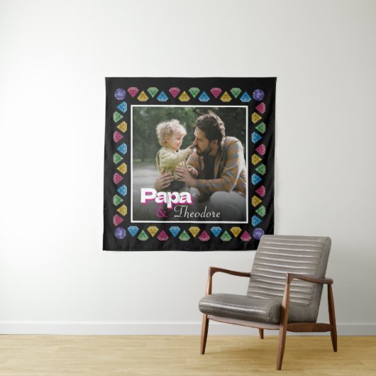 Aangepaste Daddy & Kind Fotoherinnering – geperson Wandkleed (In situ)
