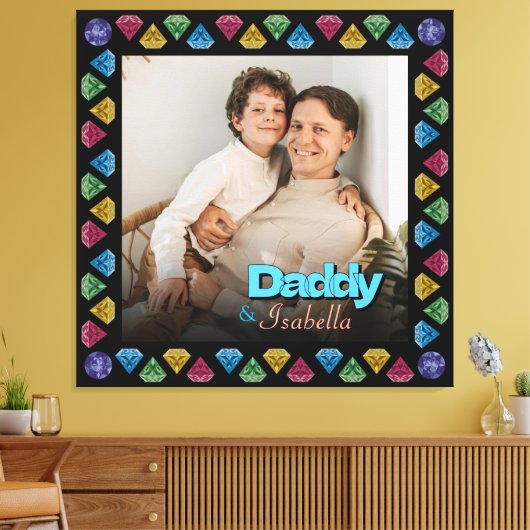 Aangepaste Daddy & Me Fotoherinnering – gepersonal Canvas Afdruk (Insitu (Woonkamer))